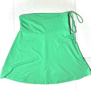 Eddie Bauer Skirt Ruched Waist Turquoise Tie Women Large Casual Soft A-Line Midi